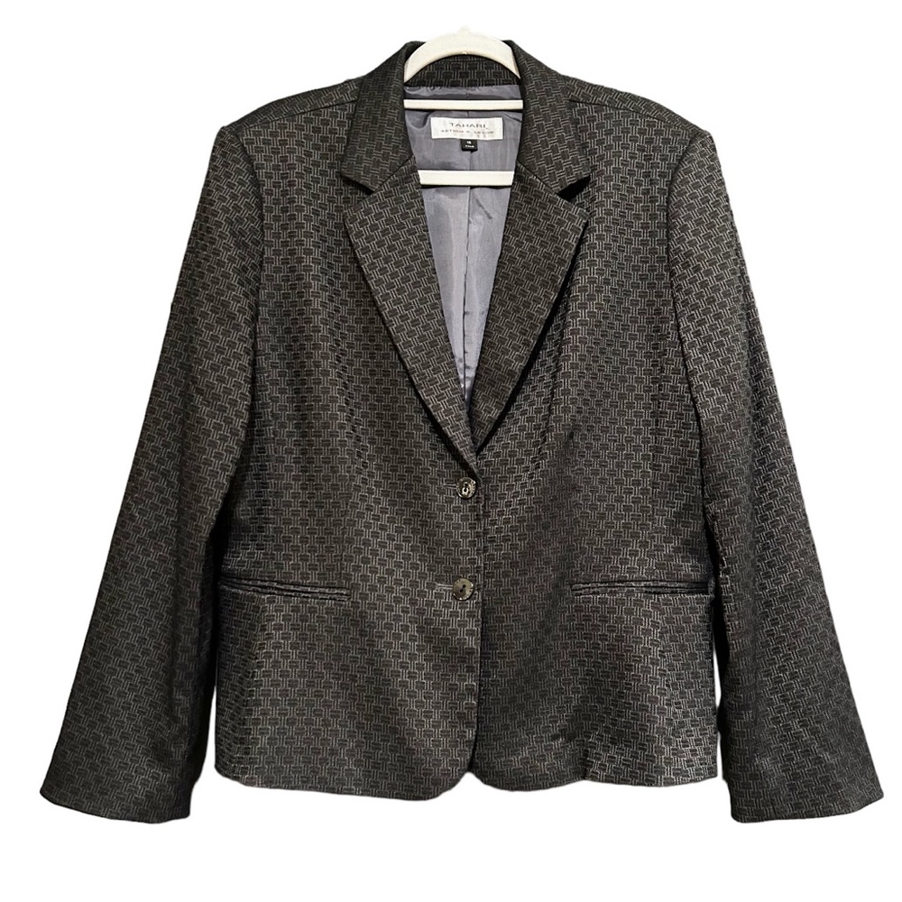 Tahari geometric jacquard blazer grey Size 16